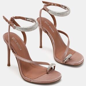 Steve Madden Rose Gold Crystal Ankle-Strap Stiletto Sandals